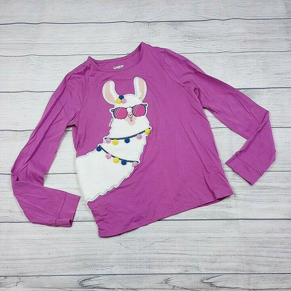 10/12 Lands End Llama Applique Long Sleeve Tee